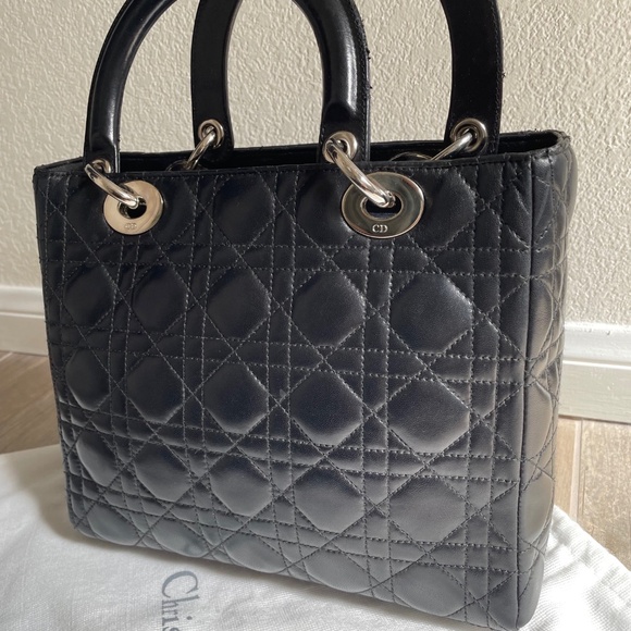 CHRISTIAN DIOR Black Medium Cannage Lady Dior Bag - Picture 3 of 15